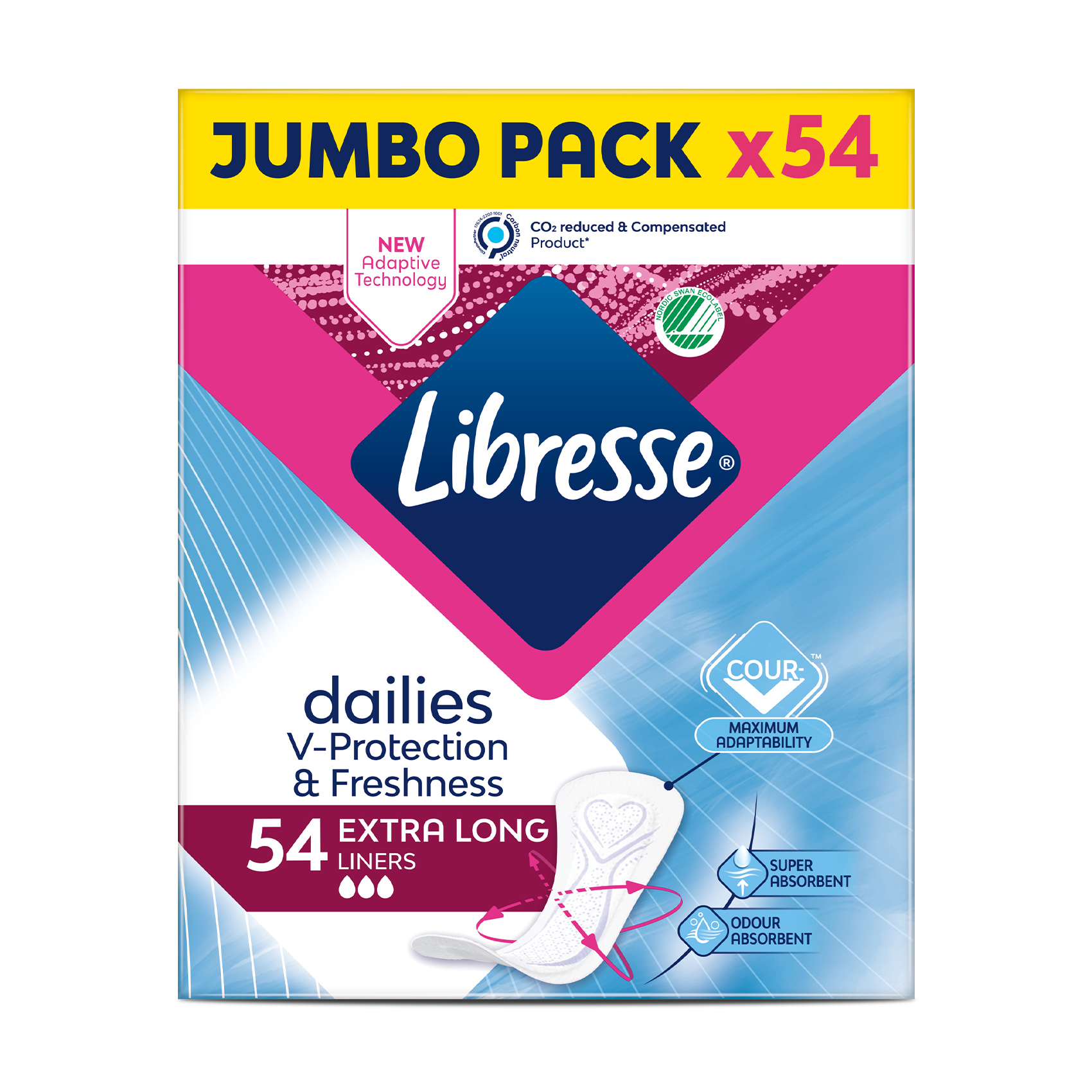 Щоденні прокладки Libresse Dailies V-Protection &amp; Freshness Extra Long поглинальні, 54 шт